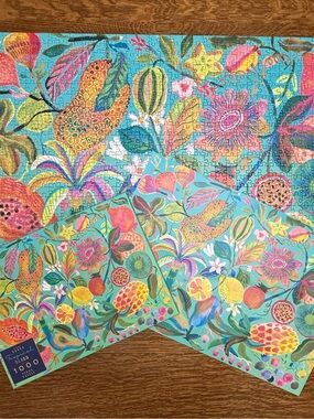Bliss Tropical Floral Jigsaw Puzzle — Turquoise Multicolor